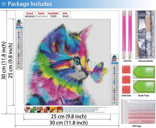 Diamantmaleri Kat Sommerfugl, DIY 5D Dyr Diamant Kunstmaleri