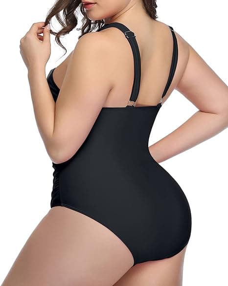 Womens Front Cross Plus Size One Piece Swimsuits Tummy Control Ke