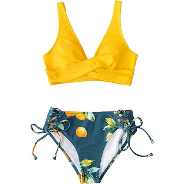 Dames Bikini Badetøj Front Cross Lace Up Todelt Badedragt