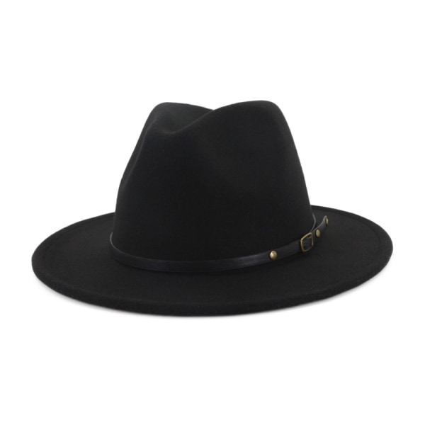 Wide Rim Fedora Hats for Damer Menn Tofarget Kjole Hatt Filt Panam