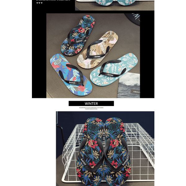 Svart og brunt trykk, sett med to, Vår, Dame Flip Flops, S