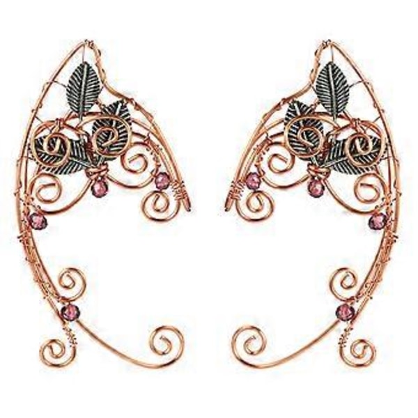 1 Par Chic Alv Öronmanschetter Vintage Handgjorda Öron Wrap Clip-on Örhängen för Cosplay Alver Halloween Maskeradfest
