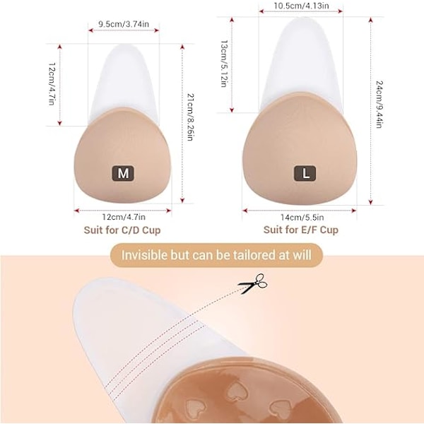 M Strapless Invisible Adhesive Bra for Women Reusable Push Up In