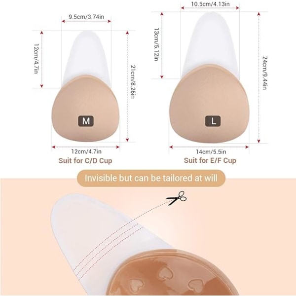 M Strapless usynlig selvklebende BH for kvinner gjenbrukbar Push Up In