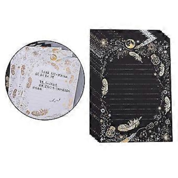 8x Invitations Skrivepapir Brevpapir Hilsen Papir Linjeret Skrivepapir Gave (Sort A) Black A