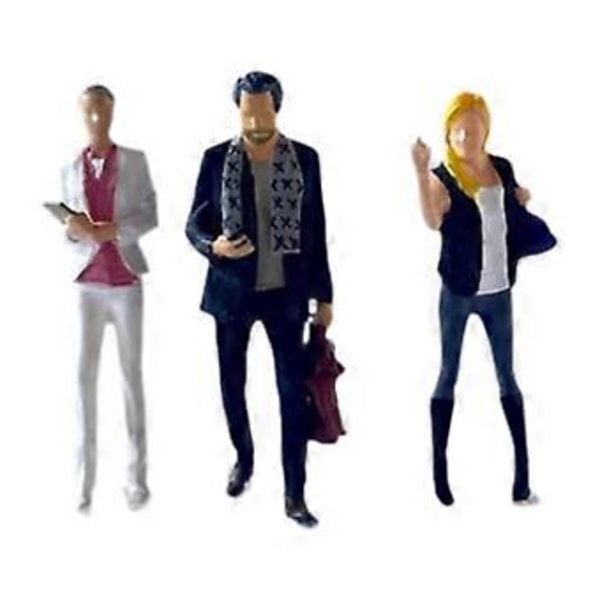 3x Hartsi 1/64 Ihmishahmot Dioraamahahmot Hiekkalaatikko Koriste Miniatyyri Dioraamahahmot Nukkekodin Valokuvarekvisiitta Koriste (Musta Valkoinen) Black White