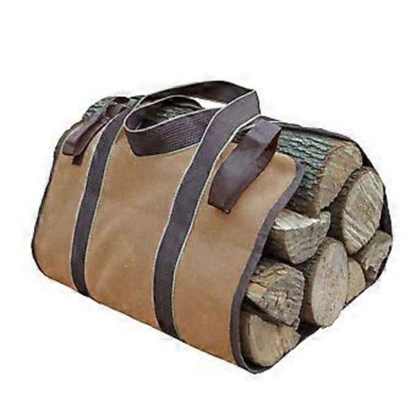 Canvas Vedbæreveske Innendørs Vedbæreveske Holder Bærbar Canvas Bæreveske (Khaki)