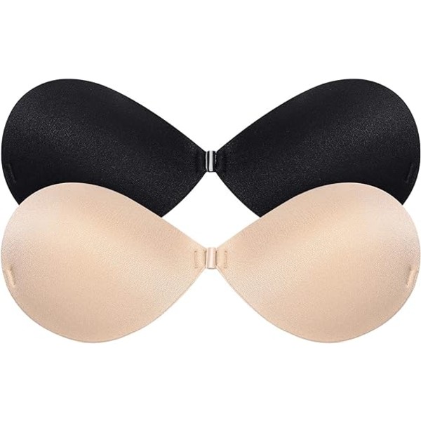 Invisible silicone bra sticker two-piece set (black and skin ton