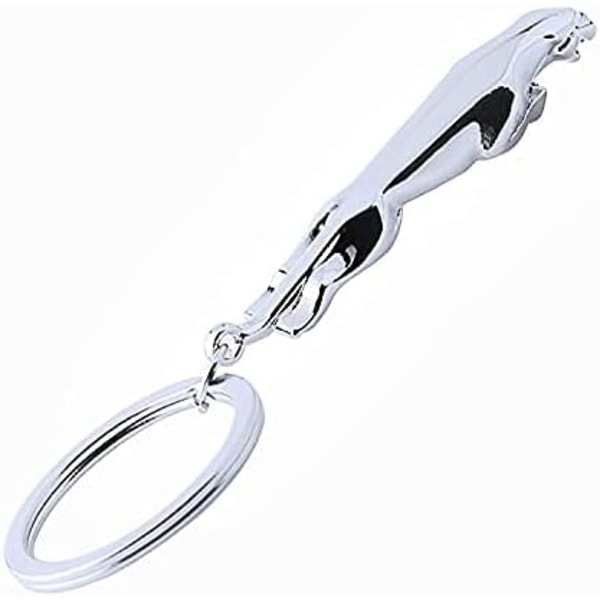 Nyckelring i metall med djurform - Jaguar Design - Silver