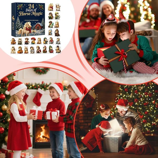 2026 Häst Nedräkning Adventskalender, 2D Akryl Hästprydnader