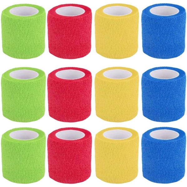 Kohæsiv bandage, 12 bandager（5cm*4.5m） Elastisk klæbende bandage