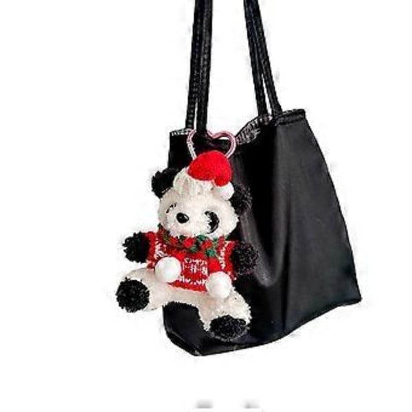 Sød Panda Nøglering Blød Plys Panda Dukke Bedårende Vedhæng Taske Charm Blød Panda Telefon Charm Perfekt til Tasker og Nøgler Rød og hvid sweater Red and white sweate