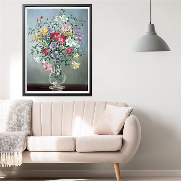 30x40 cm 5D timanttimaalaus Aamun kunnia -maljakko, DIY timanttimaalaus