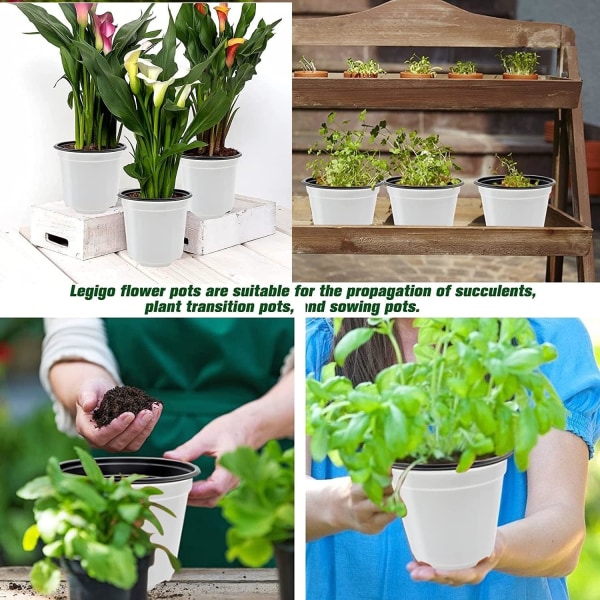 Vita - 25 plastblomkrukor, lätta vita fröstartkrukor