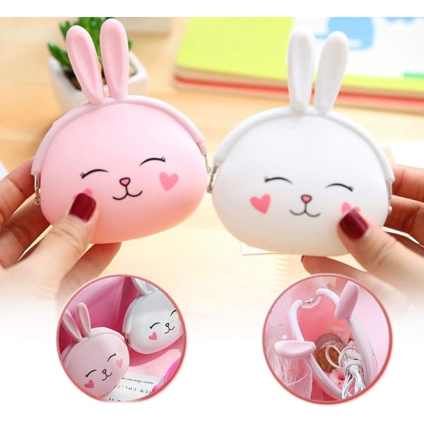 2 Pieces Kids Rabbit Coin Purse, Cartoon Silicone Coin Purse, Min