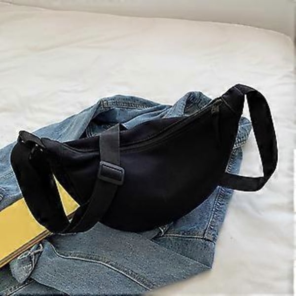 Fashion Canvas Skuldertaske Brysttaske Casual til Fest Studerende Udendørs Hvid Sort Black