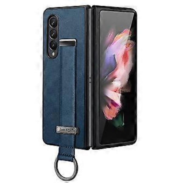 PC+Lädertextur Skal För Samsung Galaxy Z Fold3 5G Blue