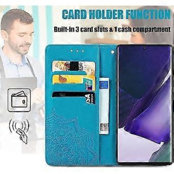 För Samsung Galaxy S22 Ultra Plånboksfodral, [Blomsterpräglat] Premium PU Läder Plånbok Flip Skyddande Telefonfodral med Kortfack och Ställ för S