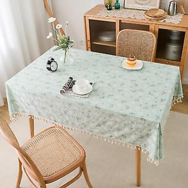 Pöytäliina Pastoraalinen Puuvillapellava Pöytäliina Suorakulmio, Pestävä Vintage Pöytäliina Kukka Kuvioilla, Pölytiiviit Pöytäliinat Sisä- Ja Ulkokäyttöön