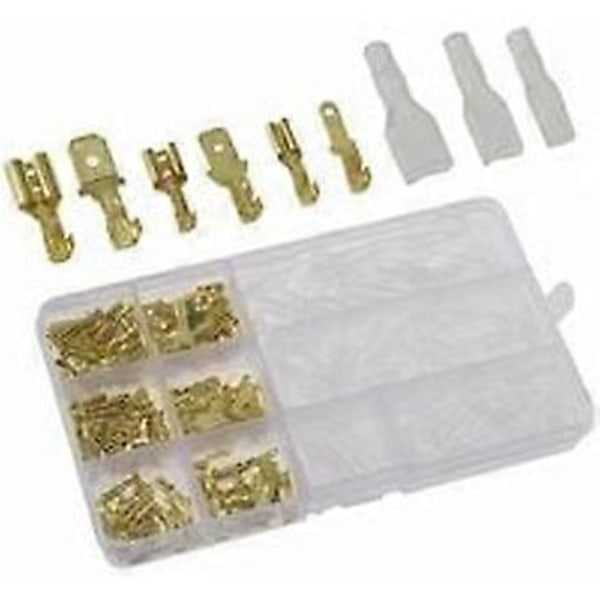 Phoenix 240 Delar 2,8 mm 4,8 mm 6,3 mm Kabelsko Krymp Hane Hona Spade Terminal Block Kontakt med Isoleringshylsor Sortiment Kit