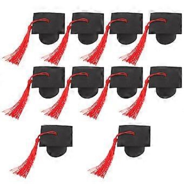 10 stk. Mini Studenterhue Kagepynt Mini Dimissionssæson Souvenir Ornamenter Red
