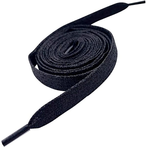 Farverig metal glitter flad sål snørebånd (sort), 115cm lang, s