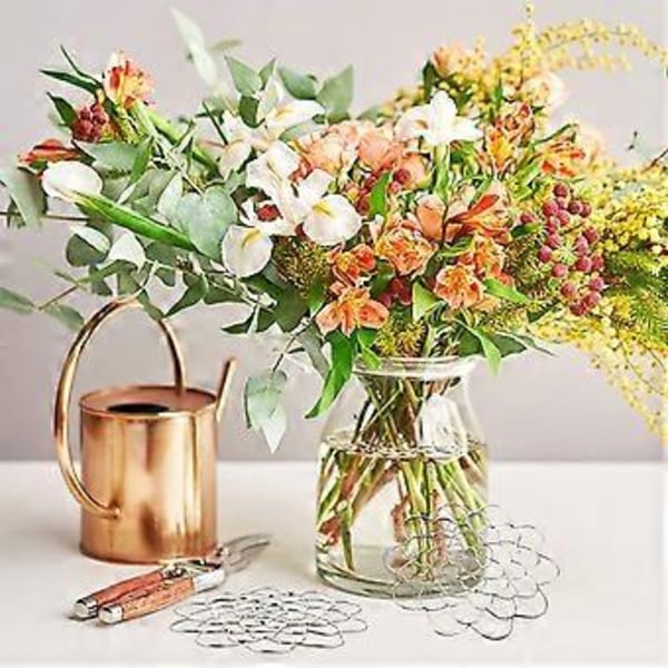 Blomsterarrangemang Rostfritt Stål Hjälpmedel Håller Växterna i Vasen i Ordning för Odling Jordgubbsblomma Silver 3pcs Set