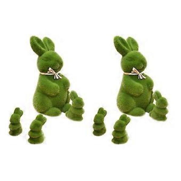 8 stk. Kunstig Mos Kanin Påskepynt Påske Kanin Form Ornament