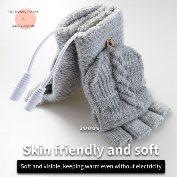 Grå USB uppvärmda handskar, elektriska uppvärmda handskar Justerbar Tempera