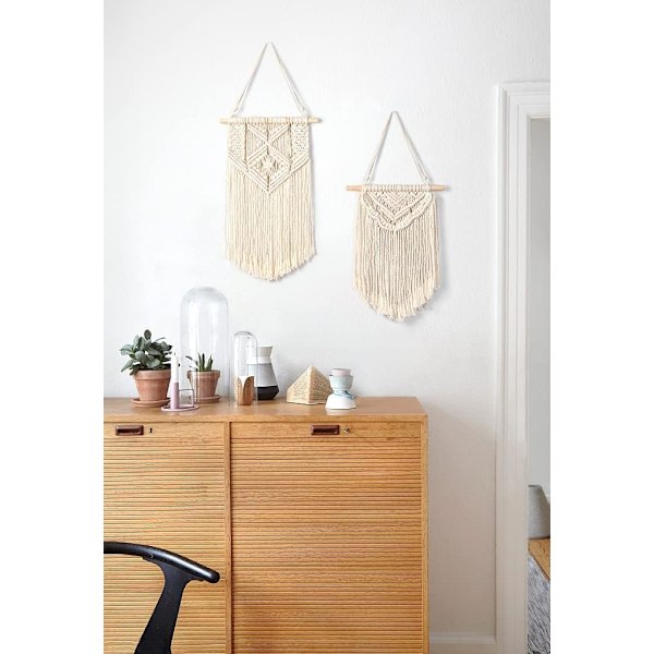 2 spetsvävda väggbonader, liten vävd konst, boho chic heminredning