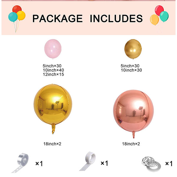 Pastel Rosa Balloner Kit Latex Festballoner Macaron Babyshower
