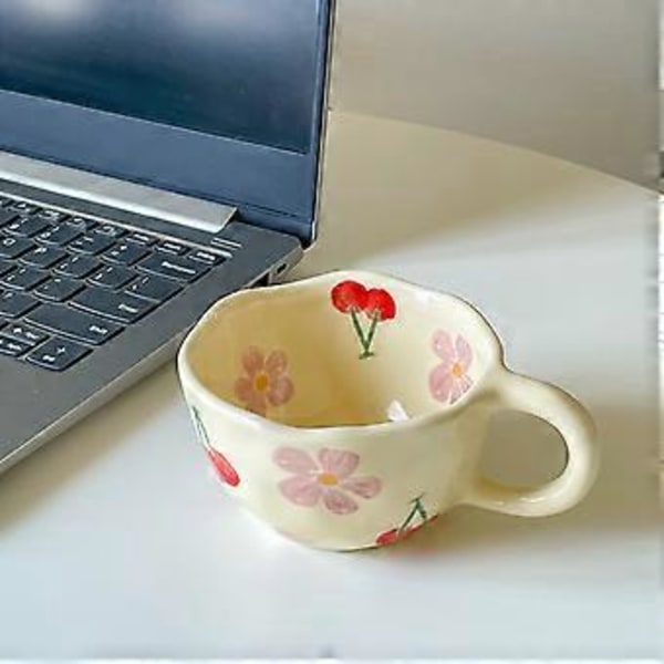 Keramisk kaffe- og te-krus med hank, tekop, sjov kaffekop, fødselsdagsgave til kvinder og piger