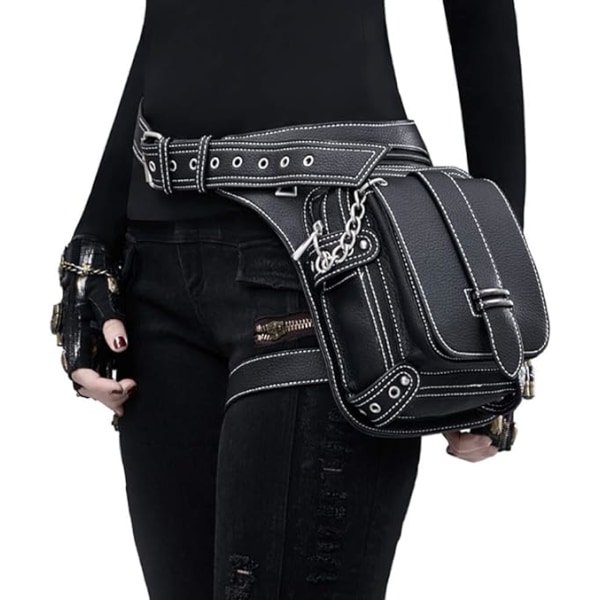 Steampunk midjeveske Fanny Pack Fashion Gothic Leather Shoulder Cr