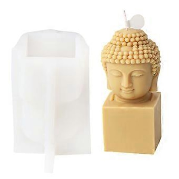 Avalokitesvara Buddha Hoved Silikoneform Aromaterapi Lys Gips DIY Epoxy Resin Støbeform Skrivebordsdekorationer 2