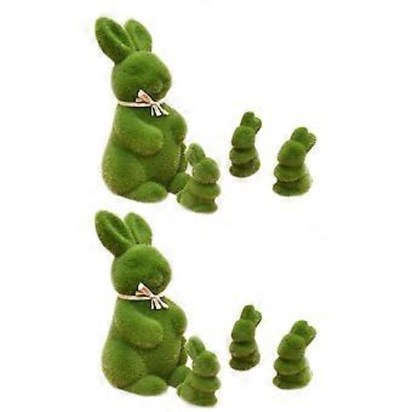 8 stk. Kunstig Mos Kanin Påskepynt Påske Kanin Form Ornament