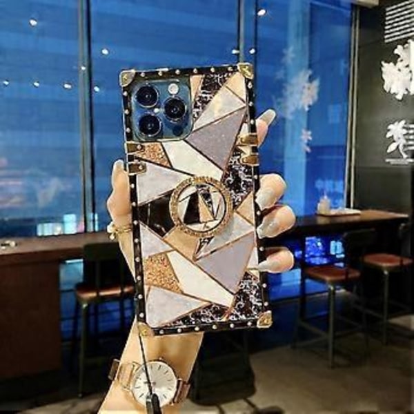 Söpö suojakuori tytöille ja naisille, TPU ylellinen kotelo kaulanauhalla, yhteensopiva iPhone 13 Pro Max 6.7\" kanssa, iskunkestävä kestävä suojakotelo rengastelineellä (B