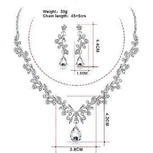 Klar Krystal og Cubic Zirconia Halskæde og Øreringe Smykkesæt til Kvinder Bryllupstilbehør