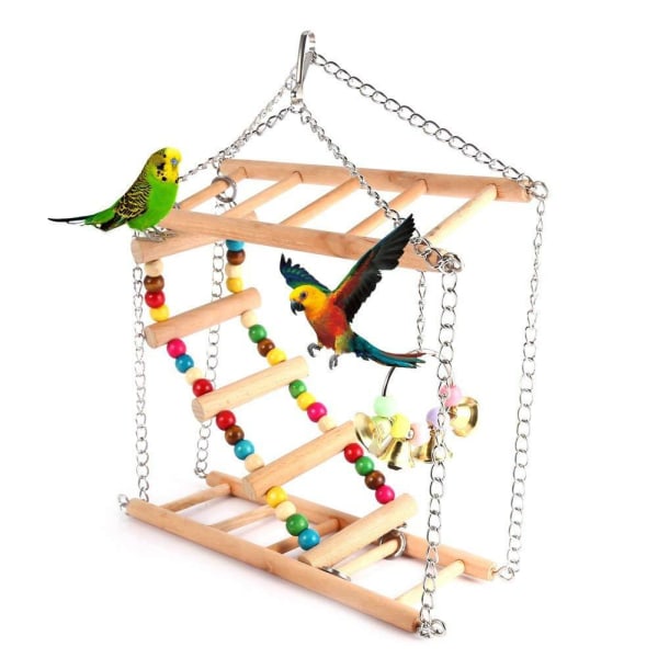 Fågelleksak papegoja leksak gungstege klättring dubbel trappa fågel t