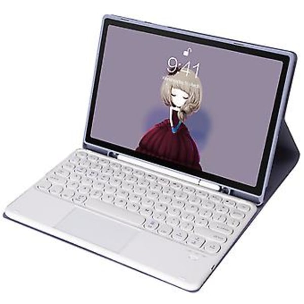 Tangentbord + Läder För Samsung Galaxy Tab A8 10.5 2021 Mörkgrön Purple