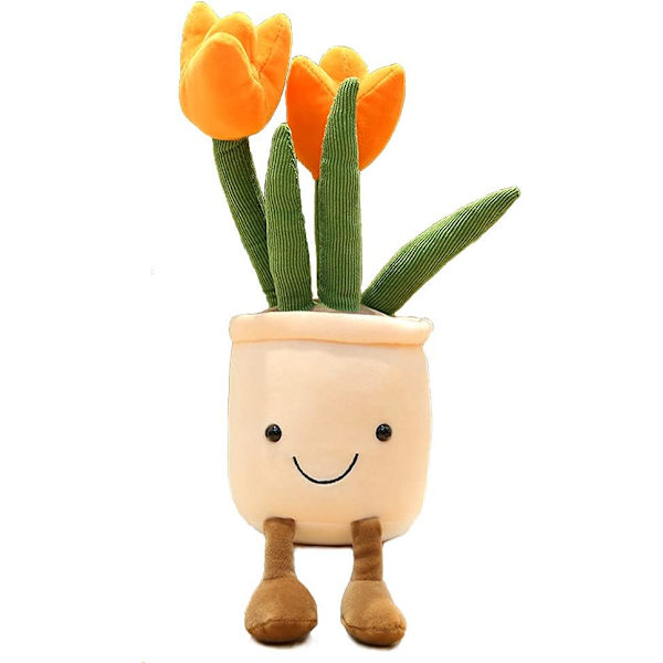 Plyschleksak, 13" orange blomkruka fylld Plyschkudde Dol