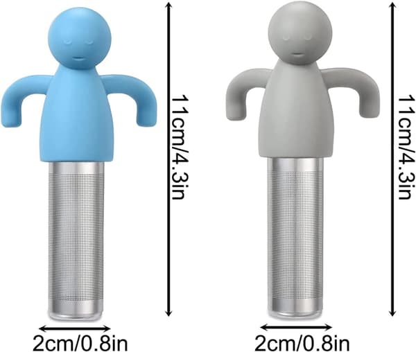 (Blå, Grå) Set med 2 teinfusionsenheter, hängande tesil, stål