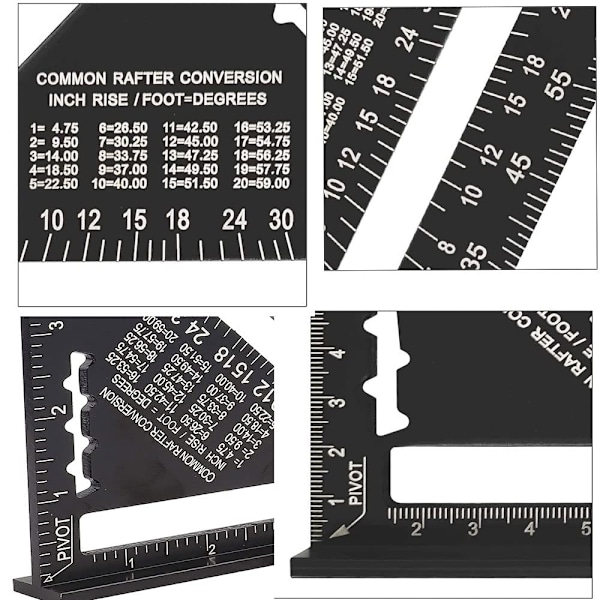 Speed ​​Square Wood Measuring Tool, Aluminiumlegering Carpenter's Sq