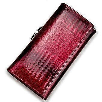 Mode Läder Damplånböcker Lång Damplånbok Koppling Pengarpåse Plånböcker  Vinröd Burgundy