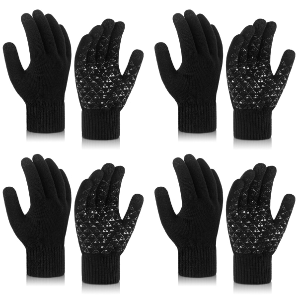 4 par vinterhandskar, pekskärmshandskar, stickade varma cotto