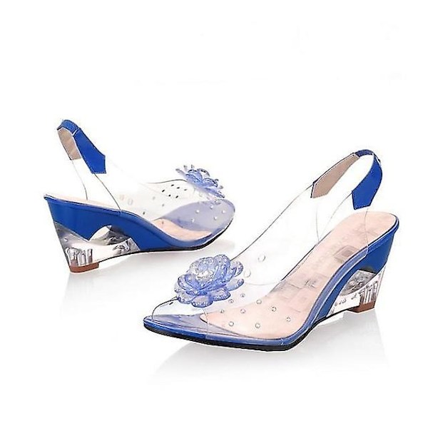 Sandaler för flickor, vardagsklack, PU, stora barn (7 år +), vardag, strand, utomhus, blomma, svart, vit, gul, sommar-happygo.32.Blå Blue 32