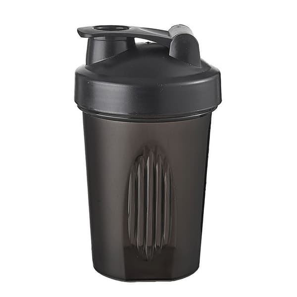400ML Sports Protein Pulver Shaker Shake Kop Plastik - Sort