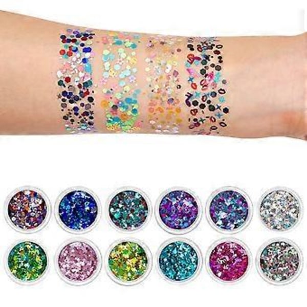 4 Ask Nagelkonst Glitter Paljetter Nagel Flakes Design Holografiska Nagelkonst Tillbehör för Kvinnor Flickor Manikyr Glimmer Set of 11