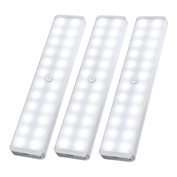 LED-skaplys, nyeste 24 LED-er dimmer USB-oppladbar bevegelsessensor