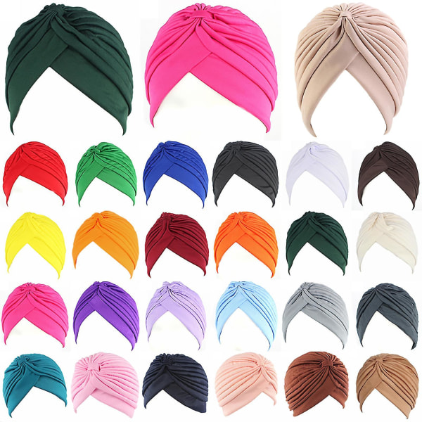 Kvinnor Muslim Turban Plisserad Cap Huvud Wrap Bandana Chemo Islamic Hat Headwear.Pink.