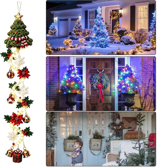 Julbåge med festlig belysning; festlig dörrdekoration för vardagsrum, sovrum och entréer (Julgran) Christmas Tree